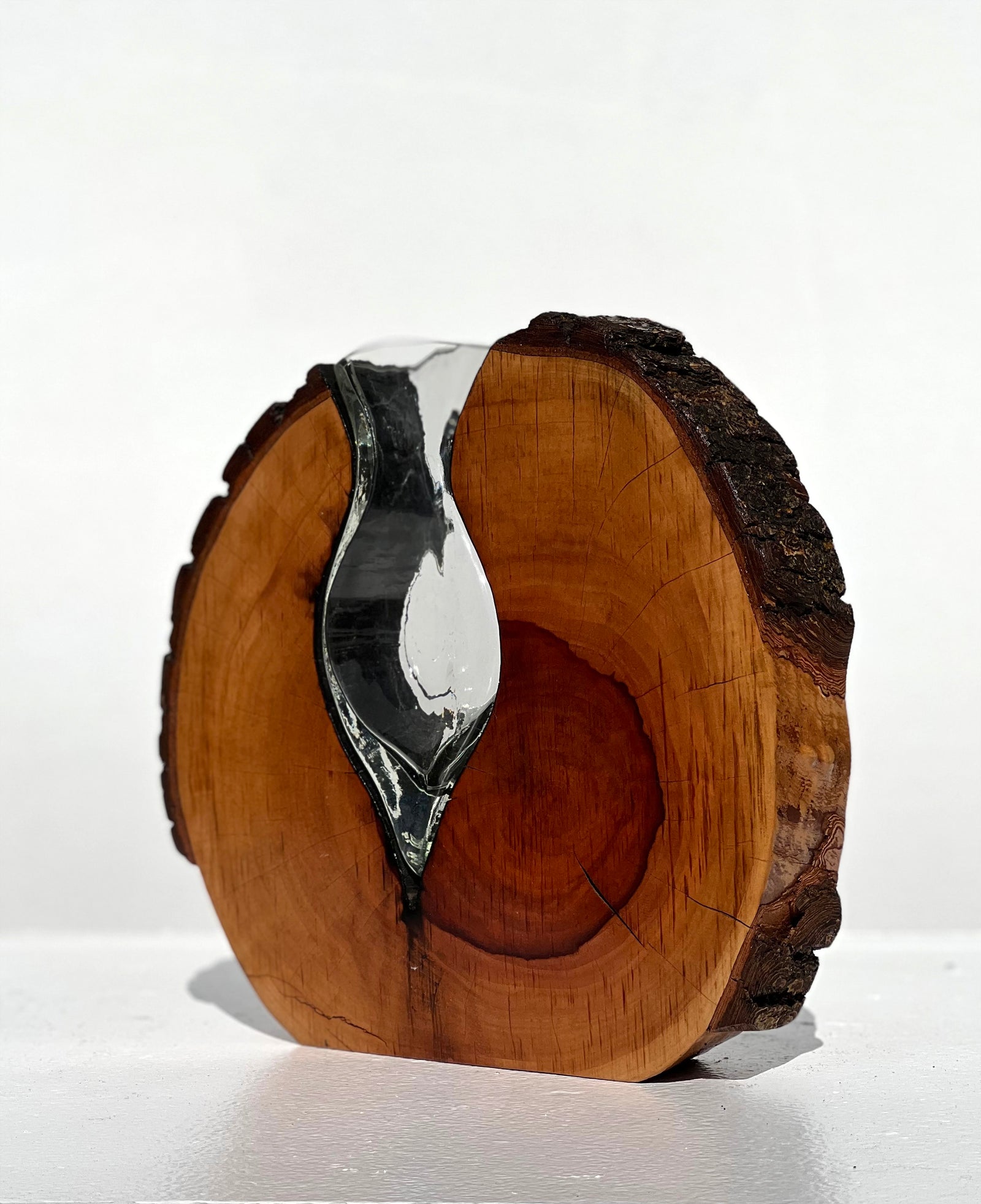 Zebra Wood Heart with Handblown Amethyst Glass - Scott Slagerman Glass